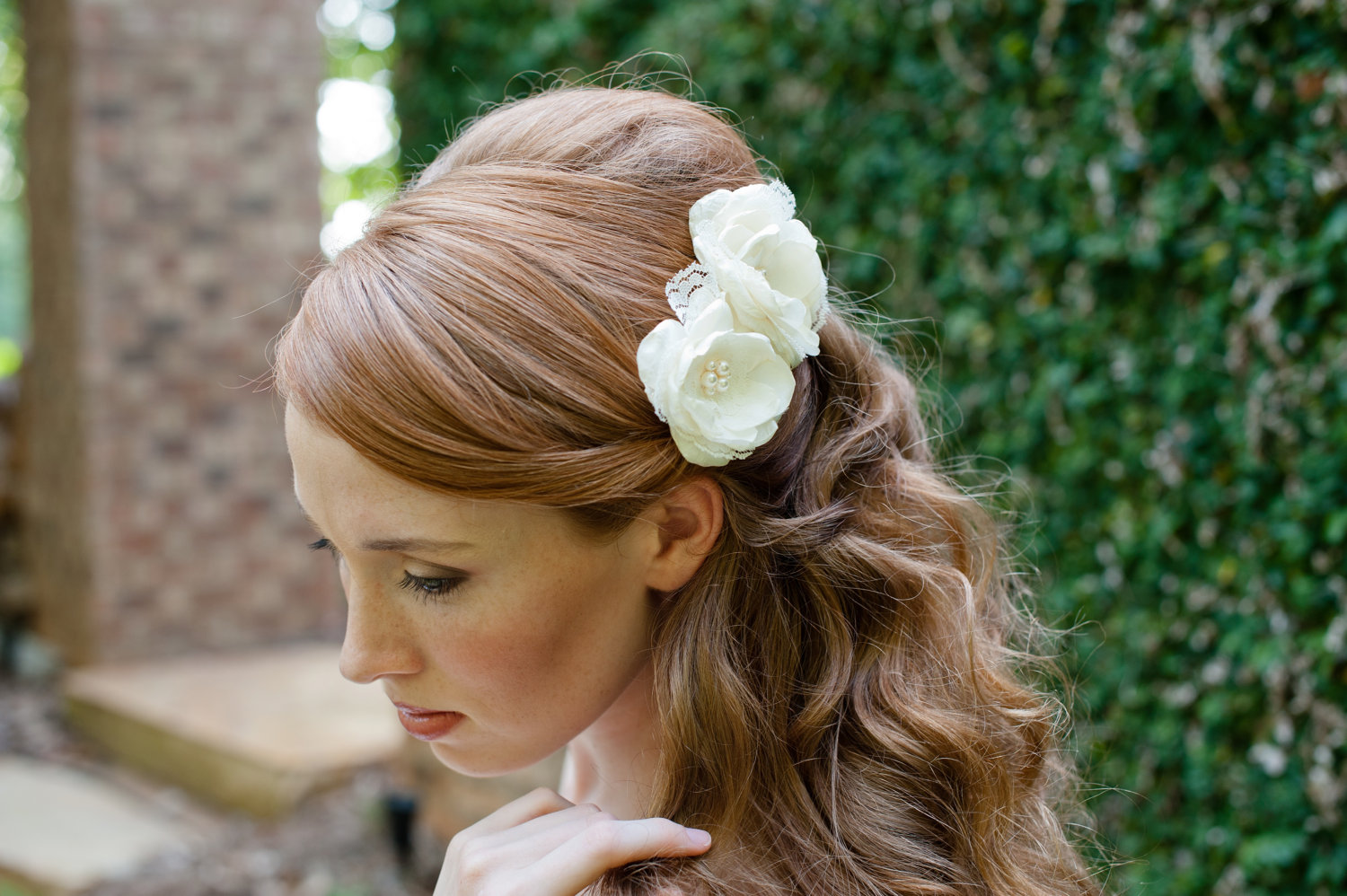 Silk wedding flower hair pieces