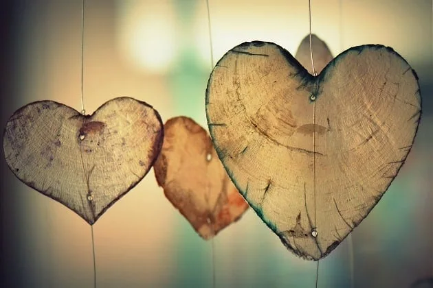 Romantic hearts hanging