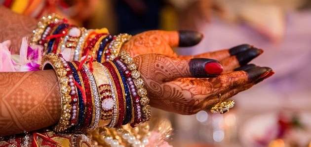 Indian wedding bride's painted hands