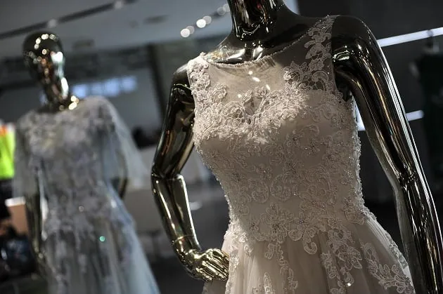 Wedding dress displayed